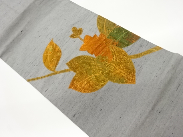 手織り紬パッチワーク花菱模様名古屋帯